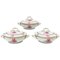 Chinese Bouquet Raspberry Porcelain Tureens with Handles from Herend, Set of 3 1