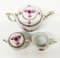 Chinese Bouquet Raspberry Porcelain Tea Pot & Milk and Sugar Pots from Herend Hungary, Set of 3 2
