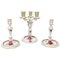 Chinese Bouquet Raspberry Porcelain Candleholders from Herend Hungary, Set of 4 1