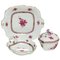 Chinese Bouquet Raspberry Porcelain Box, Dish and Cake Plate from Herend Hungary, Set of 3 1