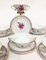Chinese Bouquet Raspberry Porcelain Cream Soup Cups and Stands from Herend, Set of 16 2