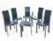 Blue Leather Lara Dining Chairs by Giorgio Cattelan, Italy, Set of 6 2
