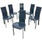 Blue Leather Lara Dining Chairs by Giorgio Cattelan, Italy, Set of 6 1
