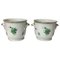 Large Chinese Bouquet Apponyi Green Porcelain Cache Pots from Herend Hungary, Set of 2 1