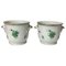 Large Chinese Bouquet Apponyi Green Porcelain Cache Pots from Herend Hungary, Set of 2, Image 1