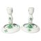 Bougeoirs Bouquet Apponyi en Porcelaine Verte de Herend Hungary, Set de 2 1