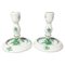 Chinese Bouquet Apponyi Green Porcelain Candleholders from Herend Hungary, Set of 2 1
