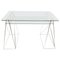 Trestle Leg Console Table / Desk With Two-Tiered Glass Top 1