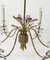 Lámpara de araña alemana de latón y cristales facetados de Palwa, años 70, Imagen 4
