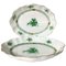 Chinese Bouquet Apponyi Green Porcelain Oval Dishes from Herend Hungary, Set of 2 1