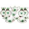 Chinese Bouquet Apponyi Green Porcelain Tea Set from Herend Hungary, Set of 11 1