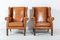 English Georgian Style Tan Leather Wingback Armchairs, Set of 2 12