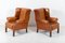 English Georgian Style Tan Leather Wingback Armchairs, Set of 2 2