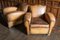 French Cognac Leather Moustache Back Club Chairs, 1930s, Set of 3 3