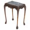 English Oak & Faux Marble Lion Paw Side Table 1