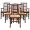 Late 19th Century English Oak and Rush Dining Chairs, Set of 6, Image 1