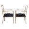 Faux Bamboo and Gilt Iron Armchairs in the Style of Jacques Adnet, Set of 2 1