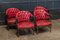 English Red Studded Club Chairs, 1920s, Set of 2 6