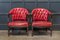 English Red Studded Club Chairs, 1920s, Set of 2 10