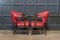 English Red Studded Club Chairs, 1920s, Set of 2 2
