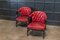 English Red Studded Club Chairs, 1920s, Set of 2 5