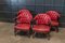 English Red Studded Club Chairs, 1920s, Set of 2 7