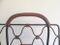 Leather and Lacquered Metal Magazine Rack by Jacques Adnet 4