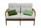 2-Seater Cherry Sofa in Gray with Green Pillows, 1960s 13