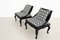 Mid-Century Asian Side Chairs in Black Lacquered Wood and New Upholstery, 1970s, Set of 2, Image 6