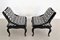 Mid-Century Asian Side Chairs in Black Lacquered Wood and New Upholstery, 1970s, Set of 2 11