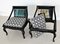 Mid-Century Asian Side Chairs in Black Lacquered Wood and New Upholstery, 1970s, Set of 2, Image 7