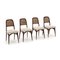 Vienna Straw and Velvet Chairs, 1950s, Set of 4 1