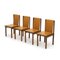 Wood and Brown Faux Leather Chairs, 1970s, Set of 4 4