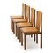 Wood and Brown Faux Leather Chairs, 1970s, Set of 4 2