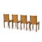 Stühle aus Holz & braunem Kunstleder, 1970er, 4er Set 5