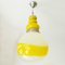 Gelbe & weiße Hängelampe aus Glas im Stil von AV Mazzega 1