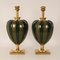 Vintage French Neoclassical Mid-Century Gold Green Gilt Brass Porcelain Table Lamps by Maison Charles, 1970s, Set of 2 6