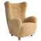 Danish High Back Lounge Chair in Lambskin by Sigvard Bernadotte for Flemming Lassen, 1940s 1