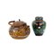 Cloisonne Enamel teapot with Wicker Handle and Cloisonné Caddy for Tea Ceremony, Set of 2 2