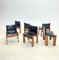 Monk Chairs in Black Leather by Afra and Tobia Scarpa for Molteni, Set of 6 2
