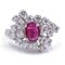 18K White Gold Ring with Central Ruby ​and Brilliant Cut Diamonds 1