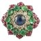 14 Karat White Gold Cluster Ring With Blue Sapphire, Diamonds, Emeralds & Rubies 1