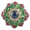14 Karat White Gold Cluster Ring With Blue Sapphire, Diamonds, Emeralds & Rubies, Image 1