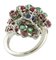 14 Karat White Gold Cluster Ring With Blue Sapphire, Diamonds, Emeralds & Rubies, Image 3