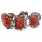 Rose Gold & Silver Retro Bracelet With Corals, Emeralds, Rubies & Diamonds 1
