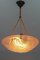 Art Deco Pastel Pink Frosted Glass Pendant Light Signed Degué, France, 1920s 4