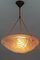 Art Deco Pastel Pink Frosted Glass Pendant Light Signed Degué, France, 1920s 2