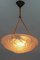 Art Deco Pastel Pink Frosted Glass Pendant Light Signed Degué, France, 1920s 3