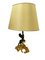 Bronze Lampe mit gewelltem Blatt vergoldetem Fuß und Stehender Löwe 10