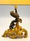 Bronze Lamp with Curled Leaf Gilded Base and Standing Lion 3
